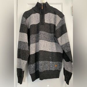 USION Men’s Stripe Half Zip Sweater with elbow pads, Size: Large